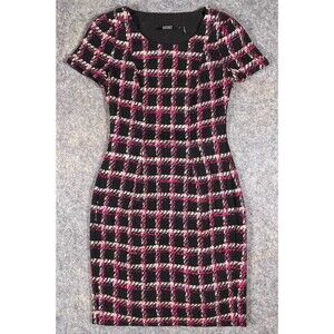 Badgley Mischka Tweed Pink Black Dress Women’s Size 4